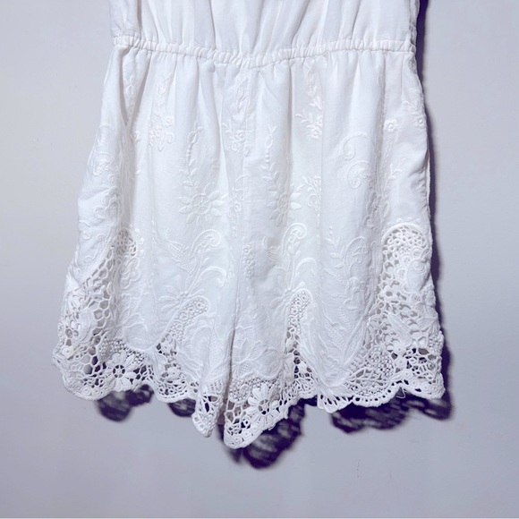 Abercrombie & Fitch White Lace Off the Shoulder Romper Size Small 100% Cotton - Picture 4 of 12
